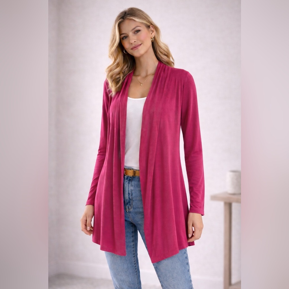 Pink Open Front Drape Cardigan – Approx. Small – Rayon Blend